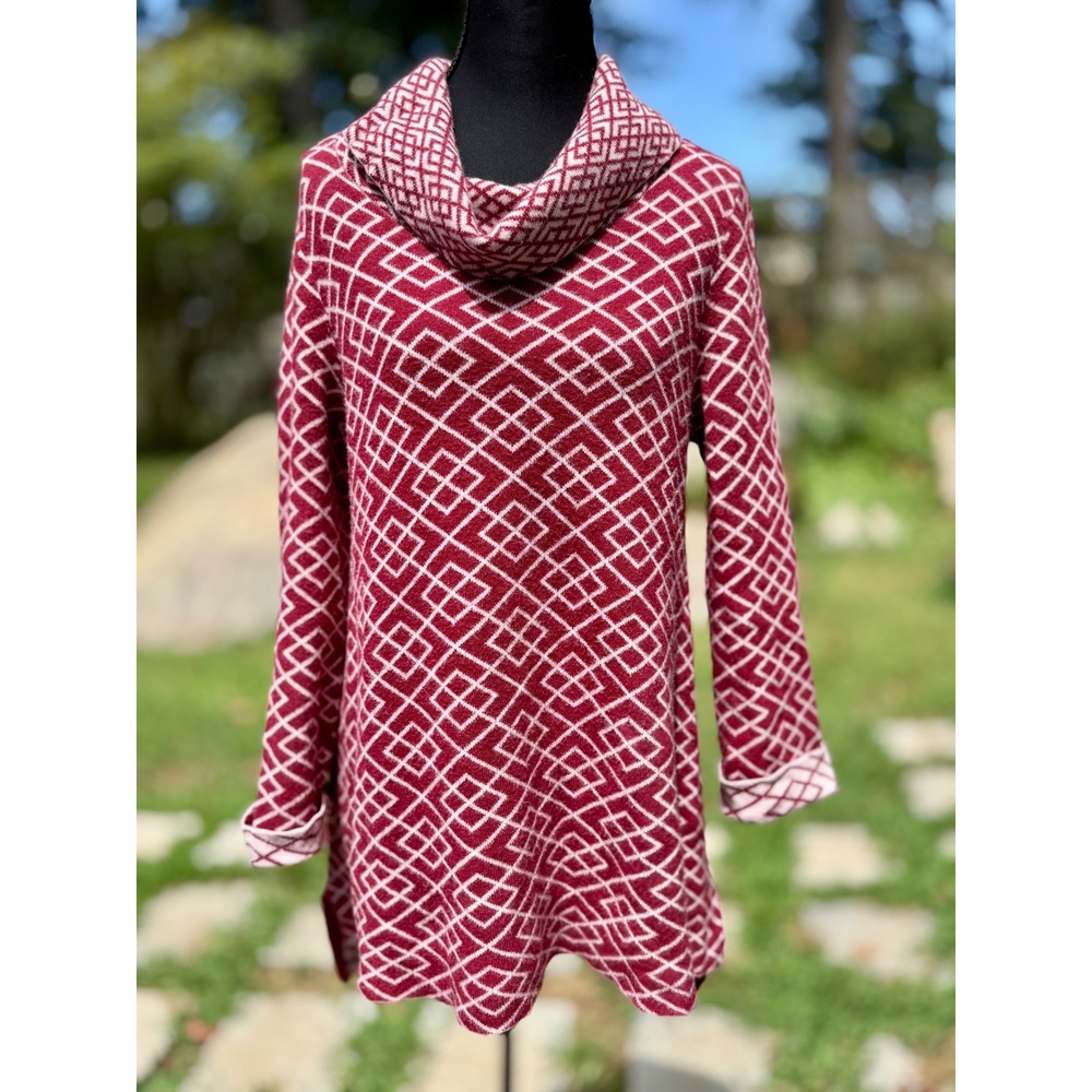 Anthropologie Moth Galena Alpaca Blend Geometric Cowl Neck Tunic Sweater M